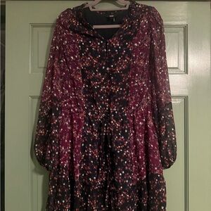 PAIGE Floral Dress in Burgundy and Black